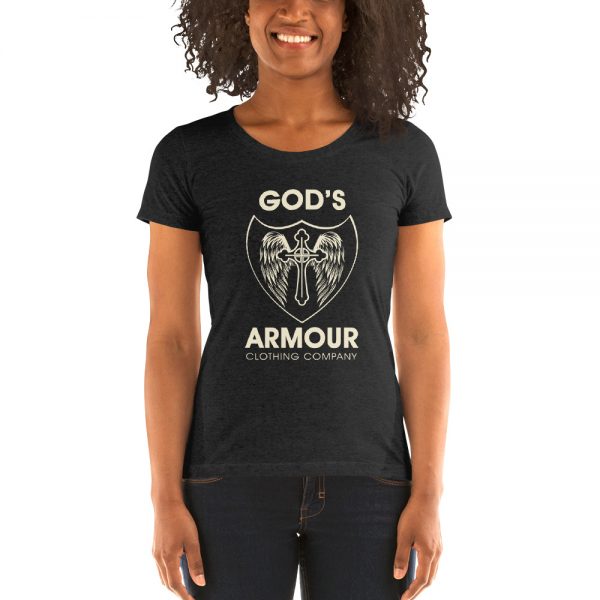 Charcoal Black Triblend Women’s Psalm 23 Short-Sleeve Christian T-Shirt Front